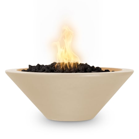 The Outdoor Plus 36 Round Cazo Fire Bowl - GFRC Concrete - Vanilla - Match Lit - Natural Gas OPT-36RFO-VAN-NG